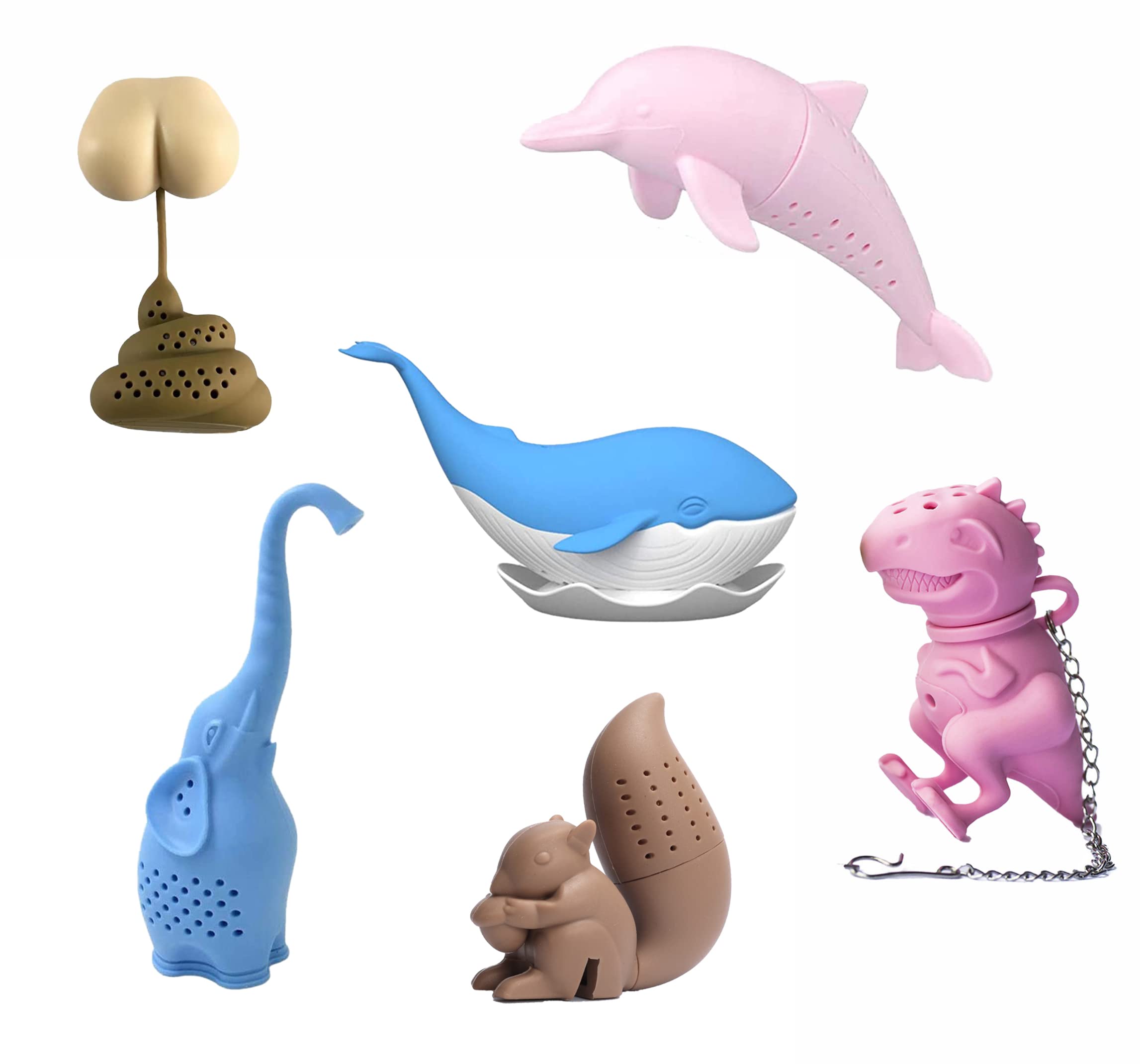 Cute Animal Silicone Tea Filters Tea Infuser Unicorn Shark Squirrel Cat Owl Elephant Tea Strainer Steeper-Ideal Gift for Tea Lovers (6pcs3)