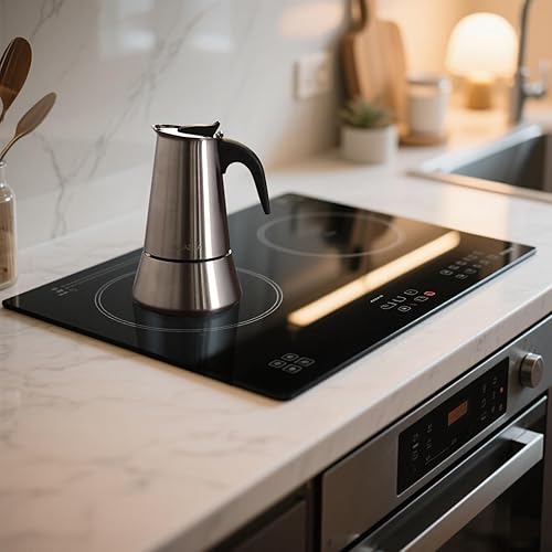 Miniatura 5 de Cafetera de Espresso de 12 Tazas para Estufa, Cafetera Moka de Acero Inoxidable Mate, Cafetera Italiana y Cubana de Mocha, Compatible con Estufas de