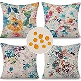 Cirzone Kissenbezug 45x45 4er Set Outdoor Kissen Wetterfest Leinen, Boho Deko für Deko Wohnzimmer, Garten, Balkon
