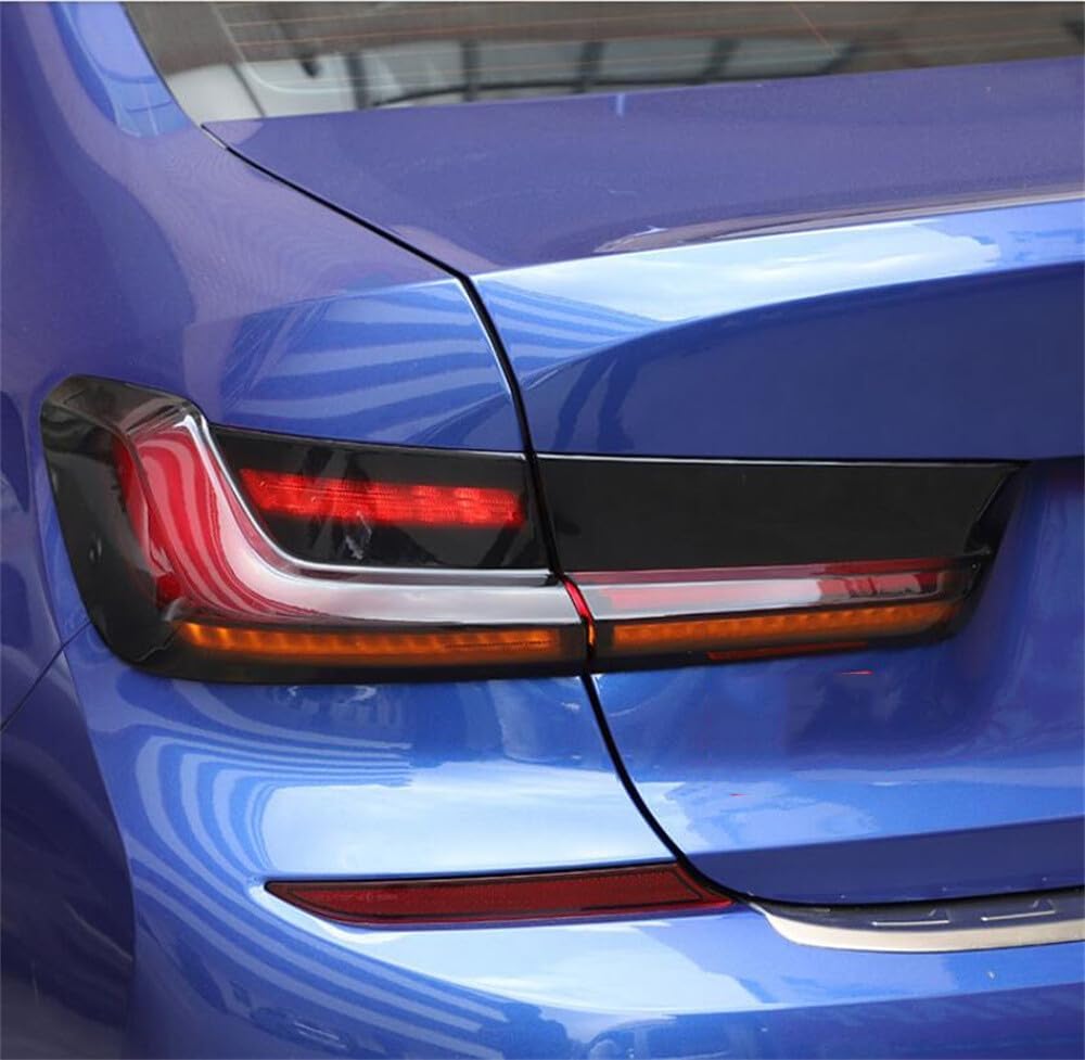 Smoked Black ABS Car Exterior Rear Tail Light Lamp Guard Cover Trim Fit forBM@ 3 Series G20 G28 2019 2020 2021 2022 2023 2024
