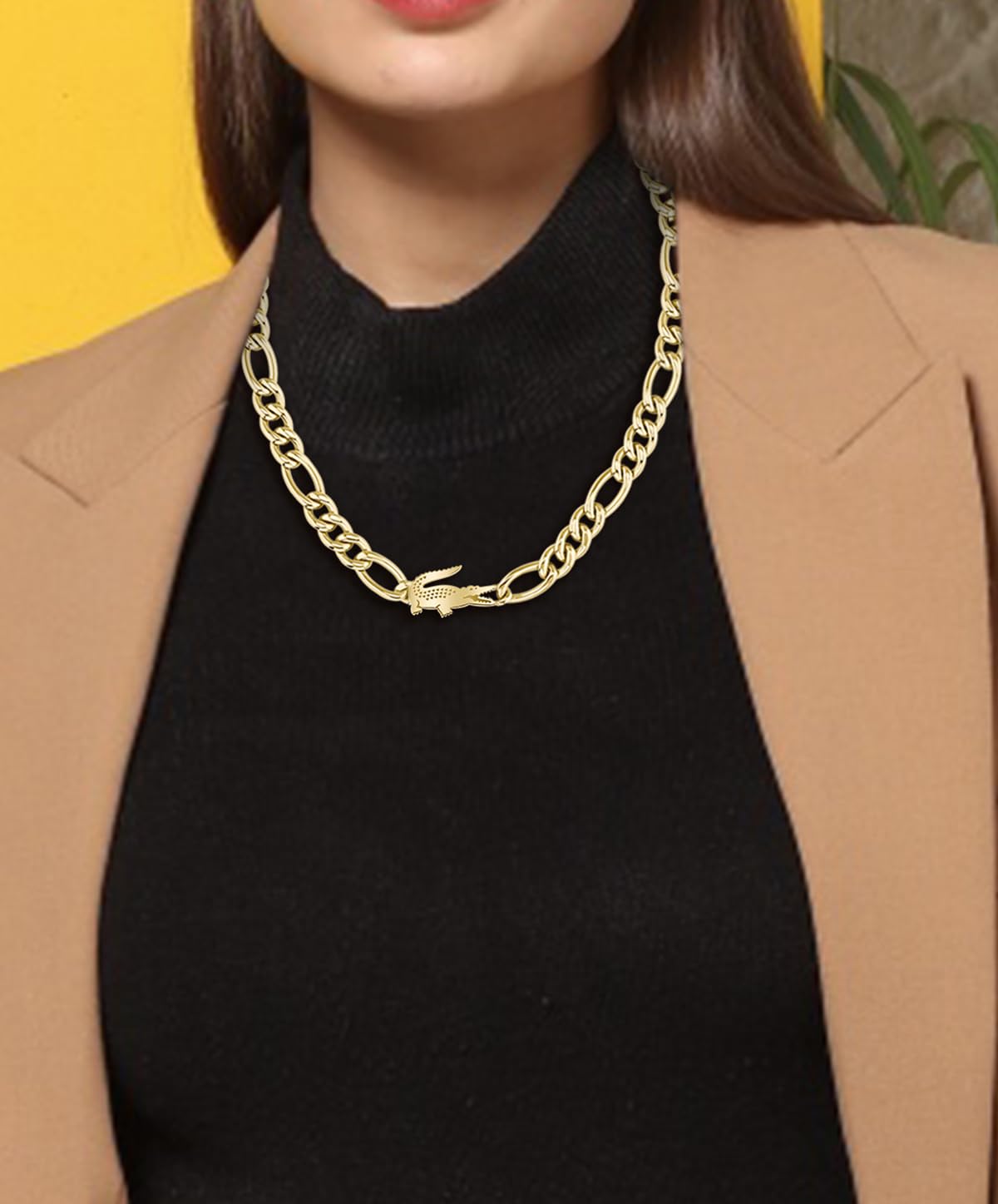 Lacoste Collier en Chaîne Pour Homme et Femme Collection CROCODILE en Acier Inoxydable avec un Charm en forme de Crocodile - Disponible en Version Or ou Argent