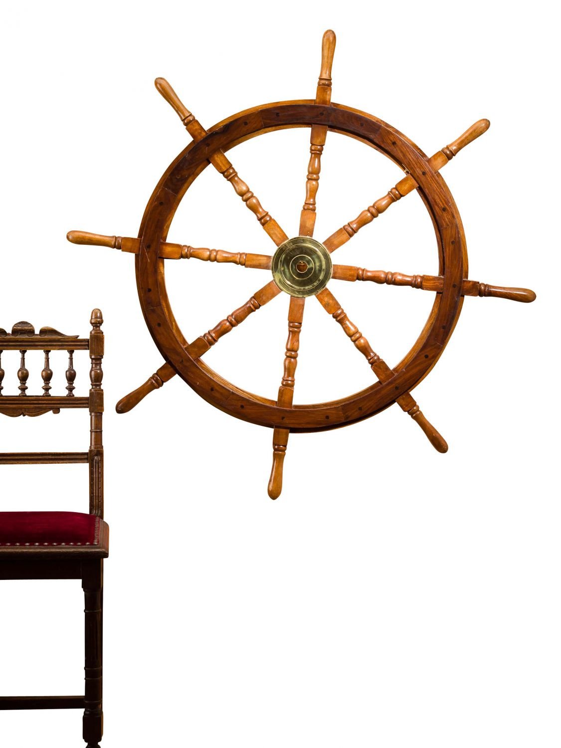 aubaho Steuerrad 105cm Holz Messing Schiff Schiffsrad Schiffssteuerrad Schiffe Boot