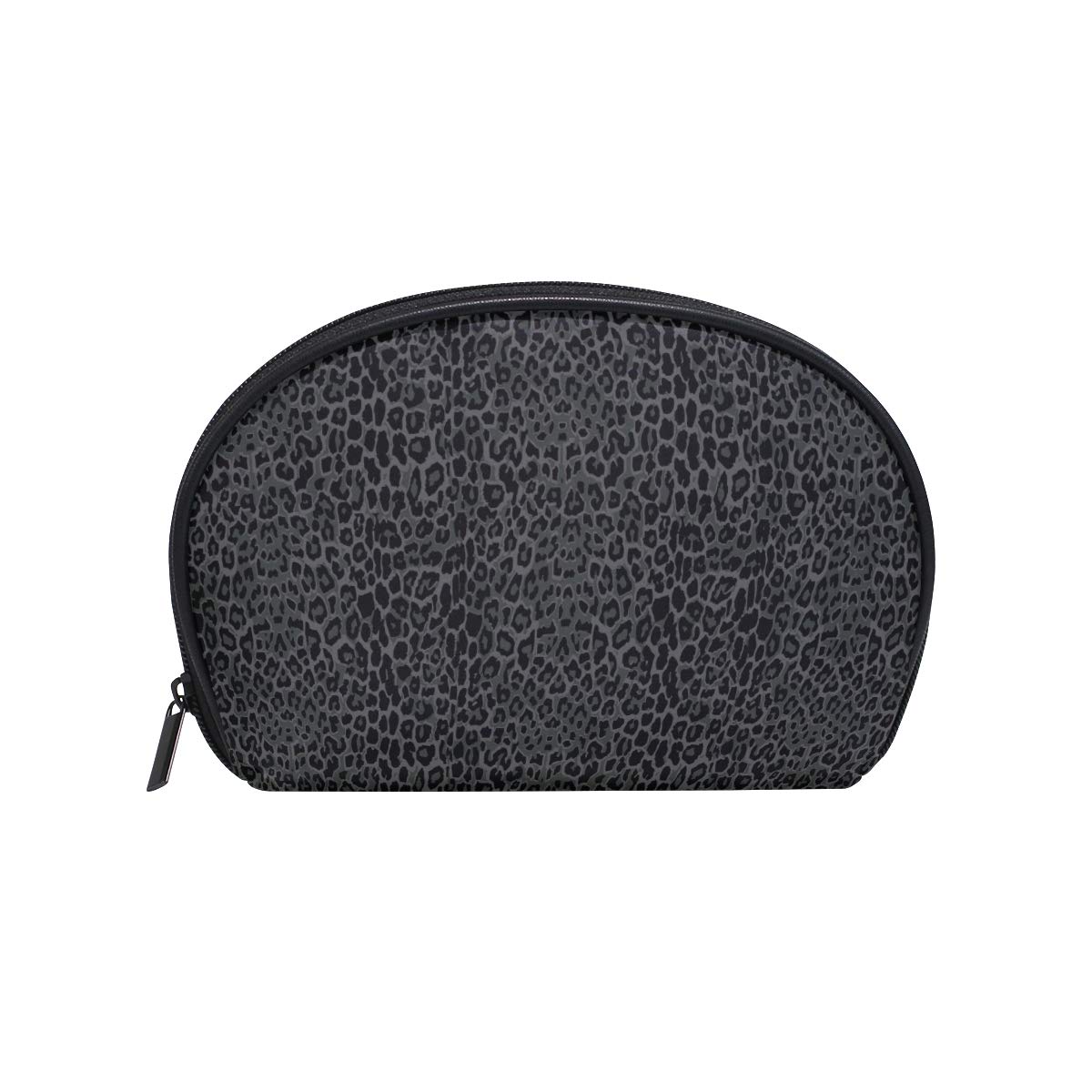 Kespeare Half Moon Cosmetic Beauty Bag Travel Handy Organizer Pouch Seamless Black Leopard Print Cosmetic Bags