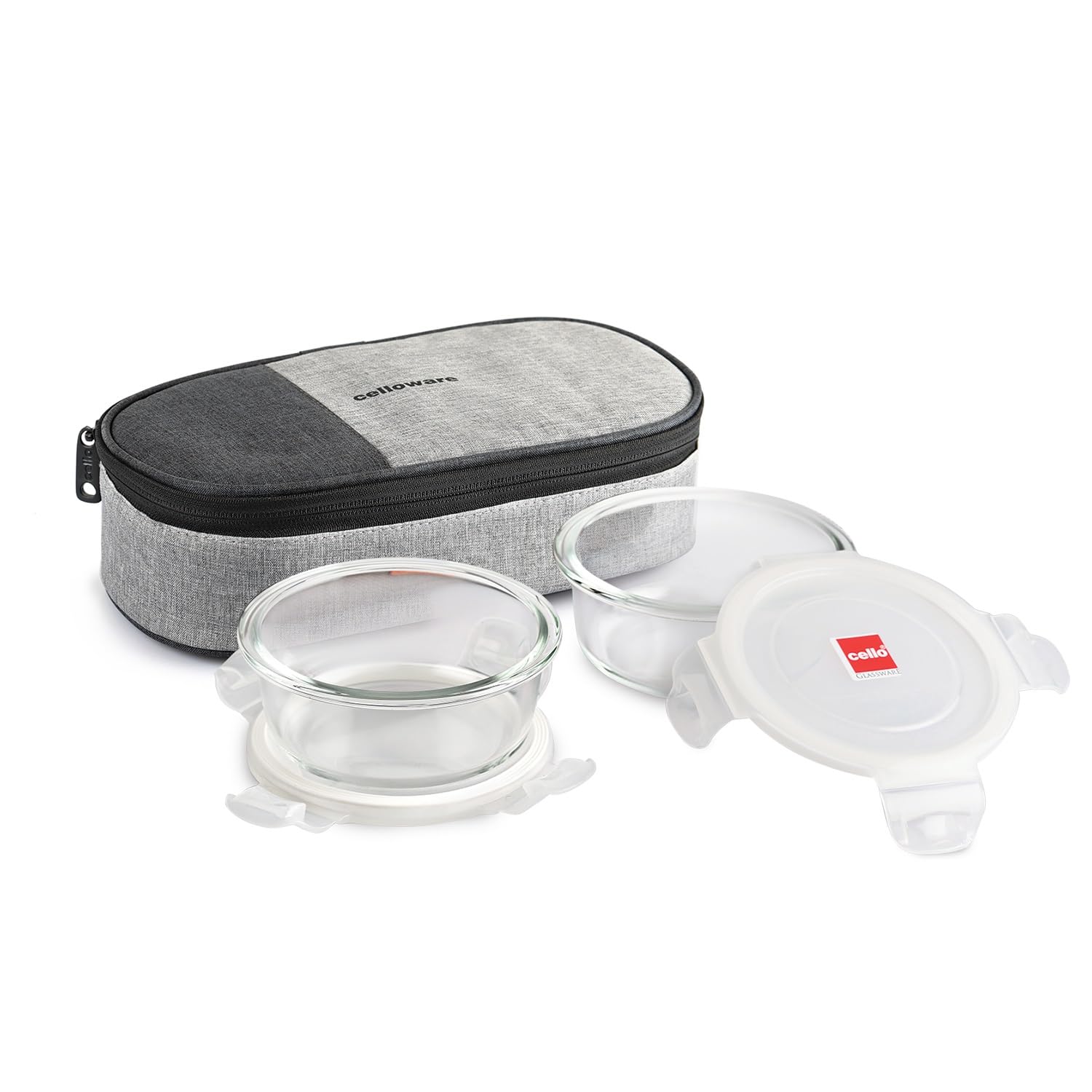 CELLO Delighta Round Borosilicate Glass Lunch Box with Jacket, 400ml, Set of 2 | Horizontal Glass Lunch Boxes | Microwave Safe and Leak Proof | Tiffin for Office/School/College | Transparent (B09R3P54DQ) Amazon Price History, Amazon Price Tracker