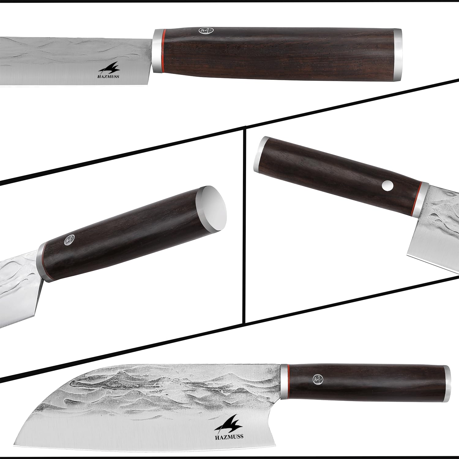 Coltello da Chef Artigianale 19,5 cm, Acciaio Alto Carbonio Affilato, Manico Legno di Frassino + Fodero in Pelle, Ideale per Cucina, Outdoor e Barbecue