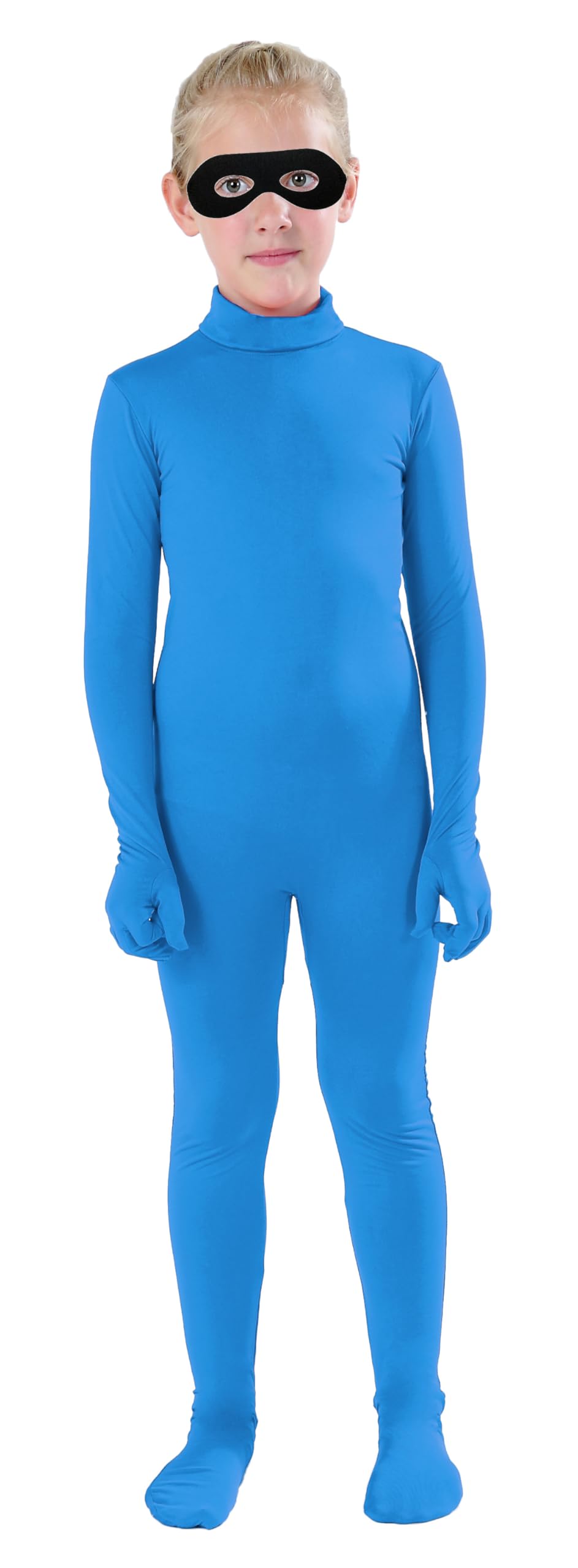 Full Bodysuit Include Felt Eye Mask Kids Dancewear Solid Color Spandex Zentai Child Unitard