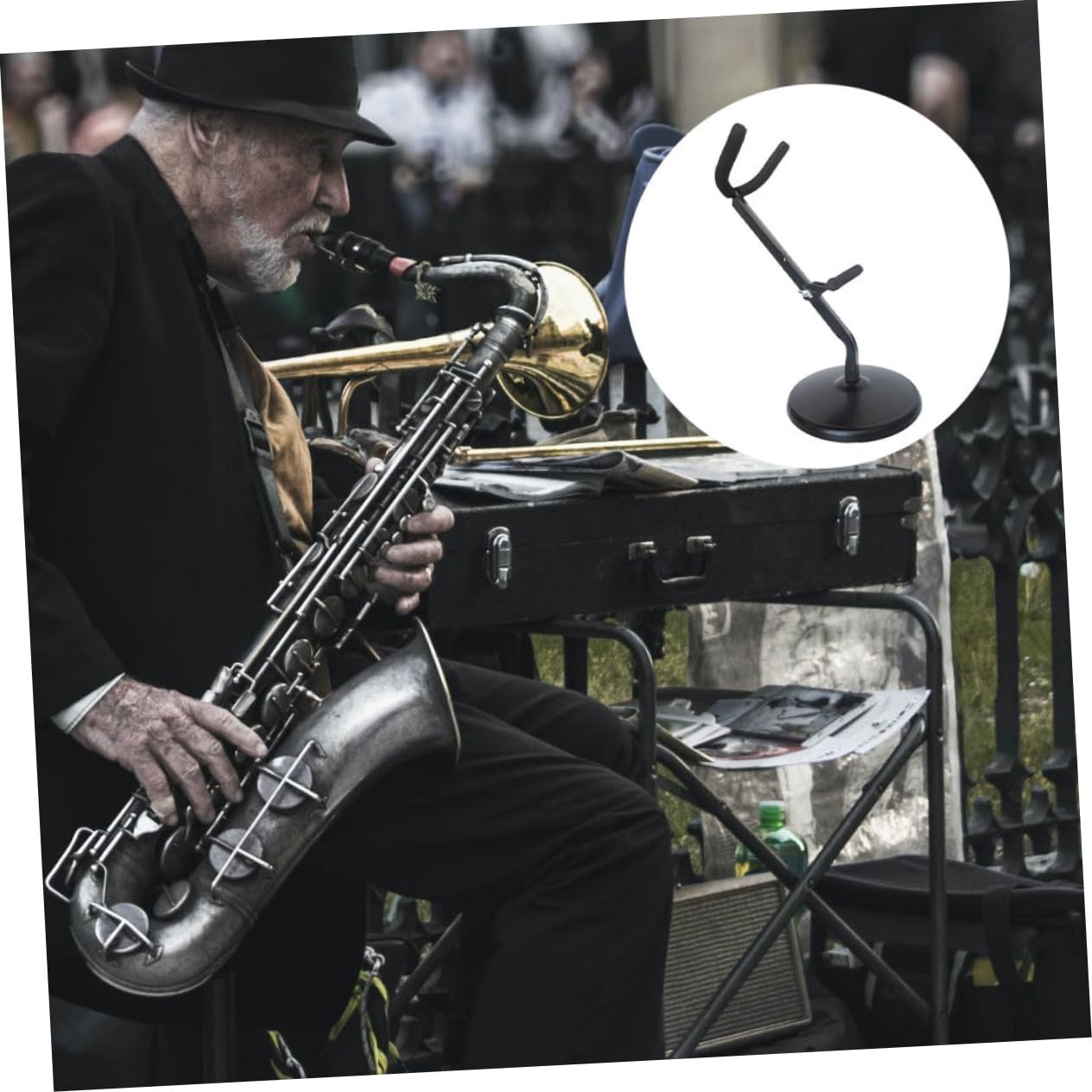 Garneck Supporto per Sassofono in Ferro Spugna Antiscivolo, Robusto e Facile da Montare, Adatto a Sax Contralto per Uso Professionale e Domestico