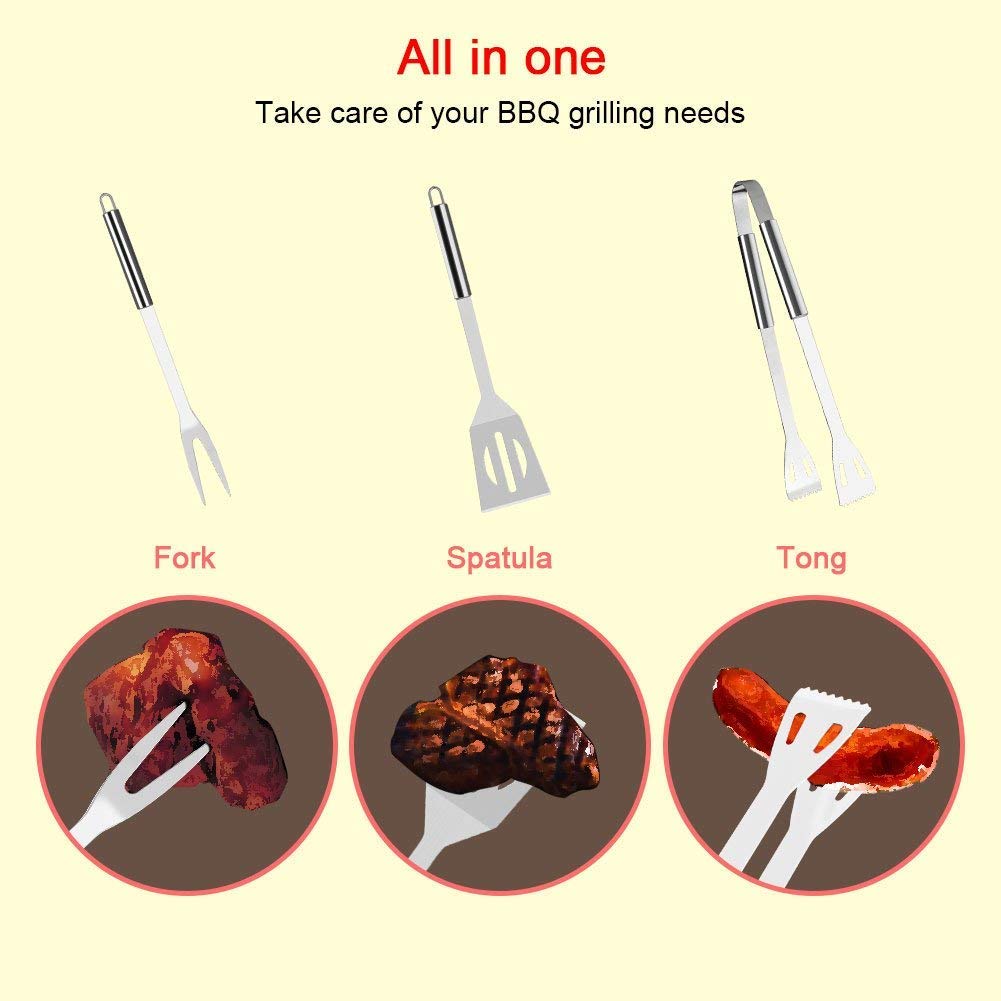 Delavala Elements 3 Piece BBQ Set Stainless Steel Outdoor Grill Tools Set Aluminum Case 1
