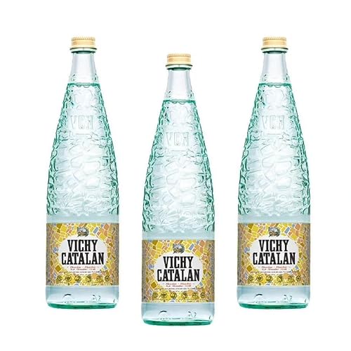 SNACKTIX - Vichy Catalan - Agua mineral con gas en botellas de vidrio, 33.8 onzas (1 litro) (paquete de 3) disponible en Yaxa Colombia