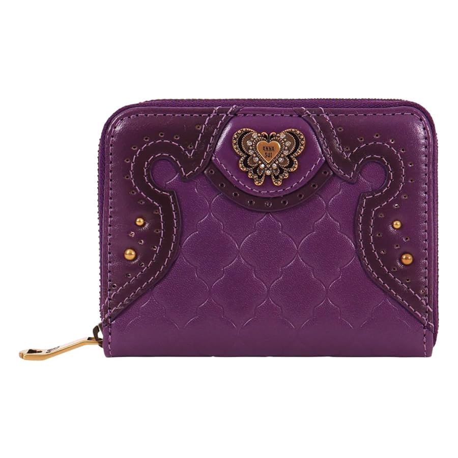 新品　アナスイ　エレノア　マルチケース　パープル アナスイ マルチケース ラウンドファスナー エレノア 本革