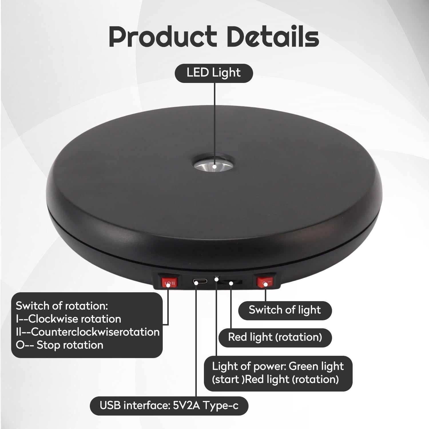 Tissting Base Giratoria Para Pantalla Led, DiáMetro De 10/25 Cm, Pantalla Giratoria Motorizada Negra, Carga Central De 22 Lb, Para ExhibicióN En Tiendas (ABS)