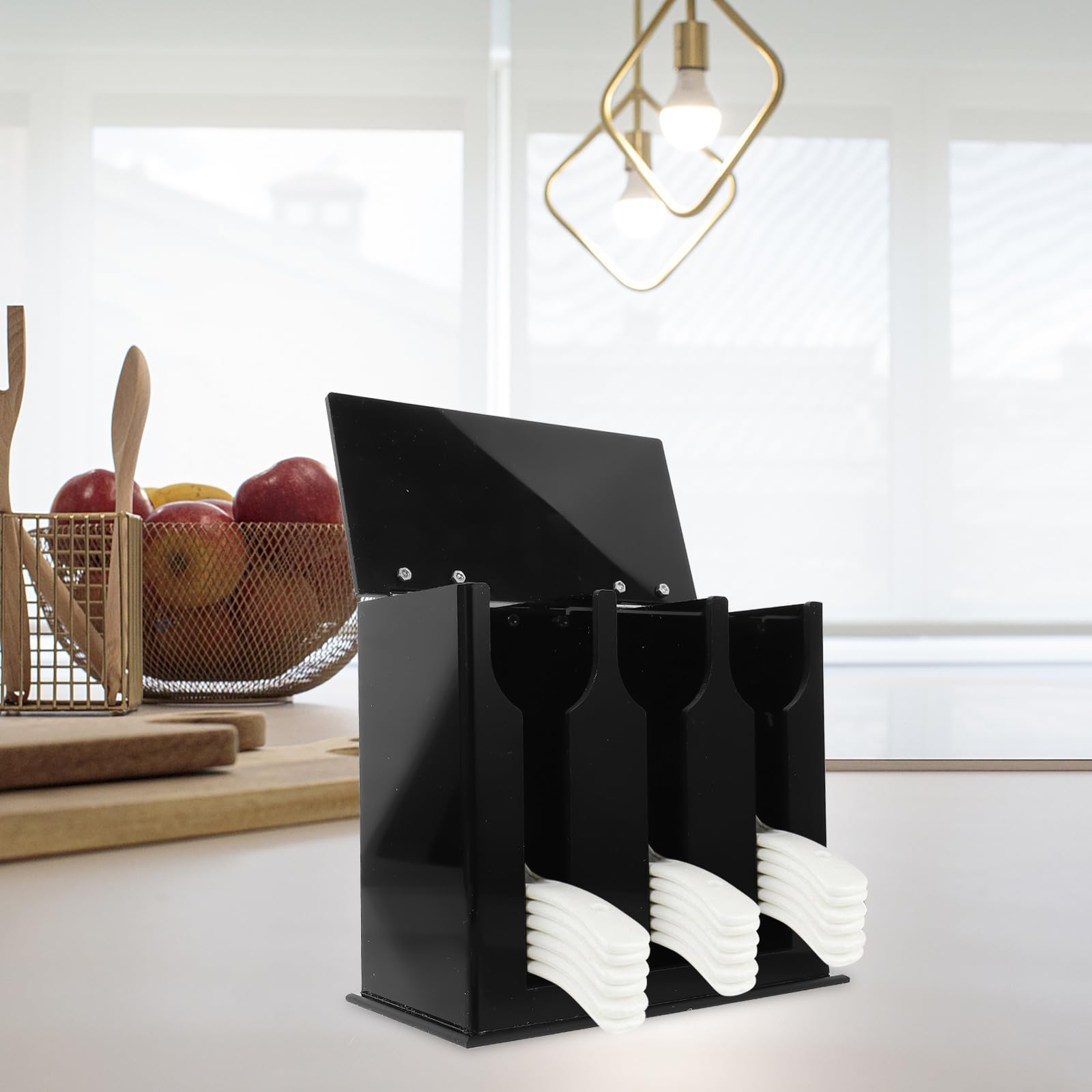 Angoily Soporte Creativo de Negro Cocina Utensilios de Acrílico Almacenamiento Lateral y Diseño Adecuado Hogar y Restaurante