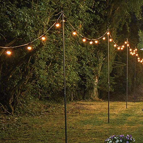 Festive Lights - 2.4m Festoon Pole for Hanging Lights, Lanterns, String Lighting - Metal Steel Garden Crook