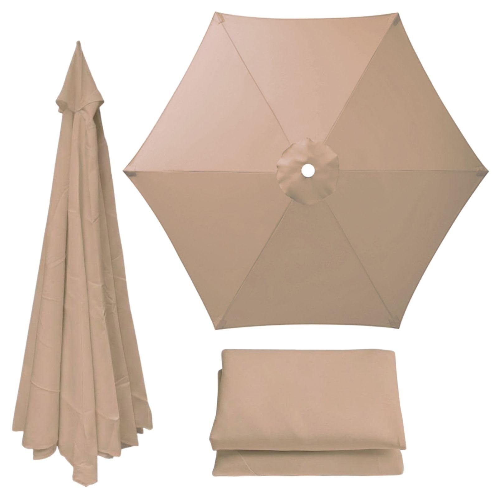 Patio Umbrella Replacement Canopy 6 Ribs Canopy Only Fits 2m 2.15m 2.3m 2.5m 2.7m 2.8m 3m Beige Khaki Blue Dark Green and 20+ Colors UV Protected Waterproof Fabric Top(Champagne,2.5m/8.2ft) — image 1