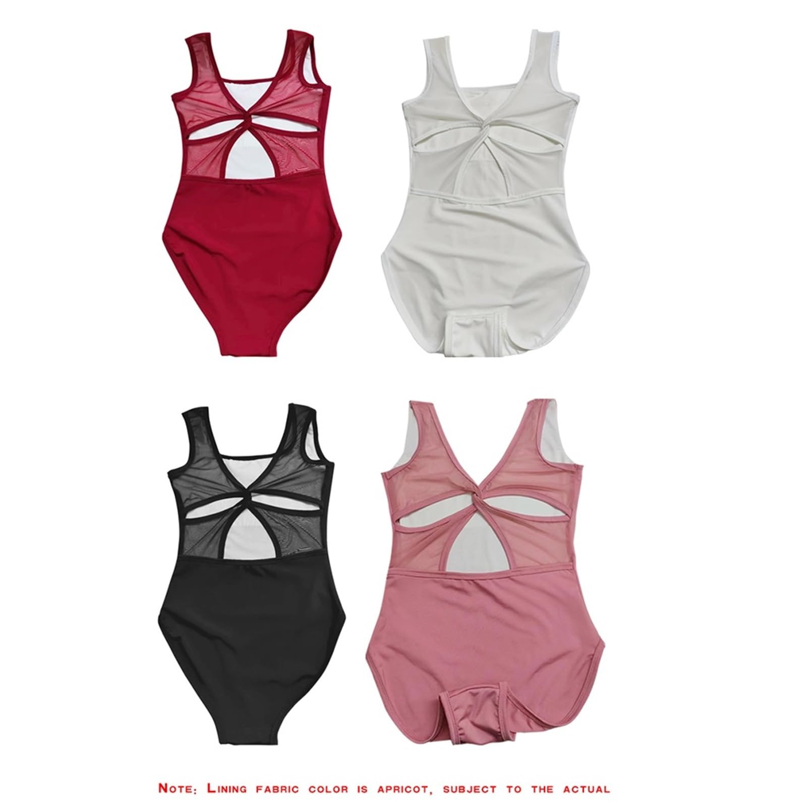 Justaucorps de Ballet Justaucorps de Ballet for Femmes, Manches Trompette, Justaucorps de Danse, col Montant, Maille plissée, épissure, Justaucorps de Gymnastique for Femmes(Pink,L)
