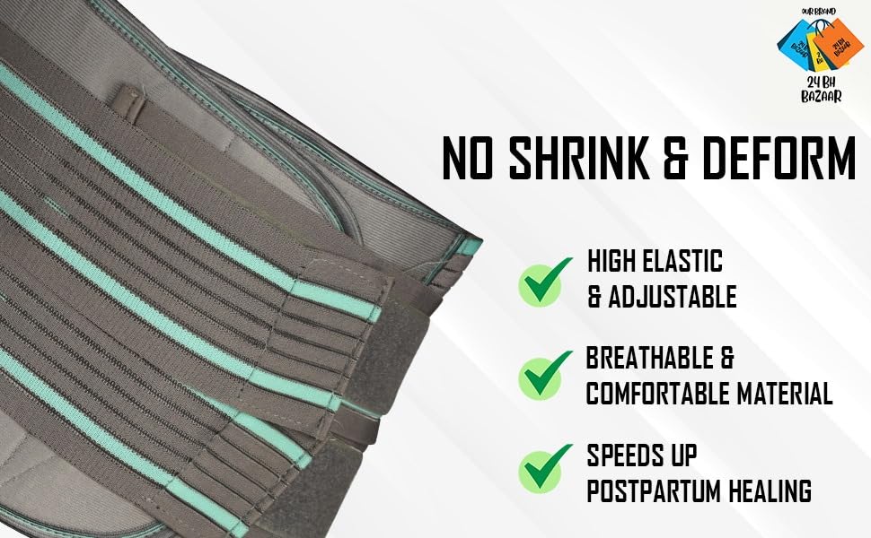 Image of Abdominal & Back Support for Men & Women | Postpartum After Delivery & C-Section | Back Pain Relief with Lumbar Support, Waist & Tummy Compression | Adjustable Double Strap (Belt Length 45 inch, suitable for size - L, Grey)
