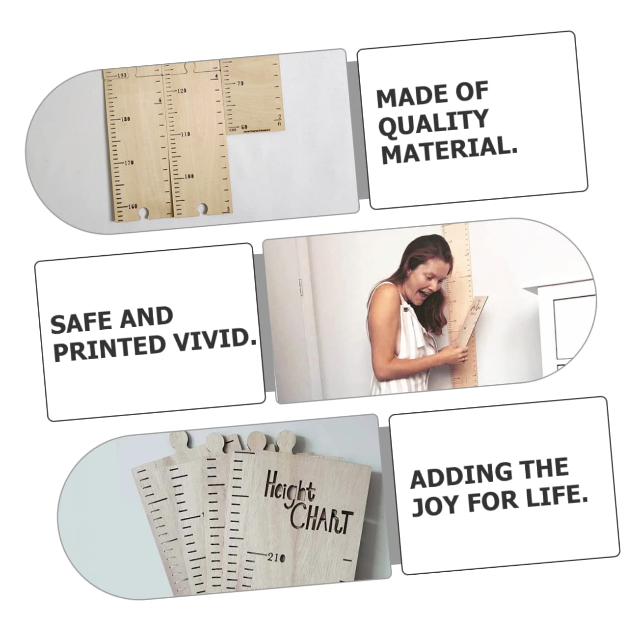 Wall-Mounted Wooden Height Chart for - Accurate Measurement Ruler for Children - Kid's Growth Tracker - for Bedroom Wall Decor - Image 3