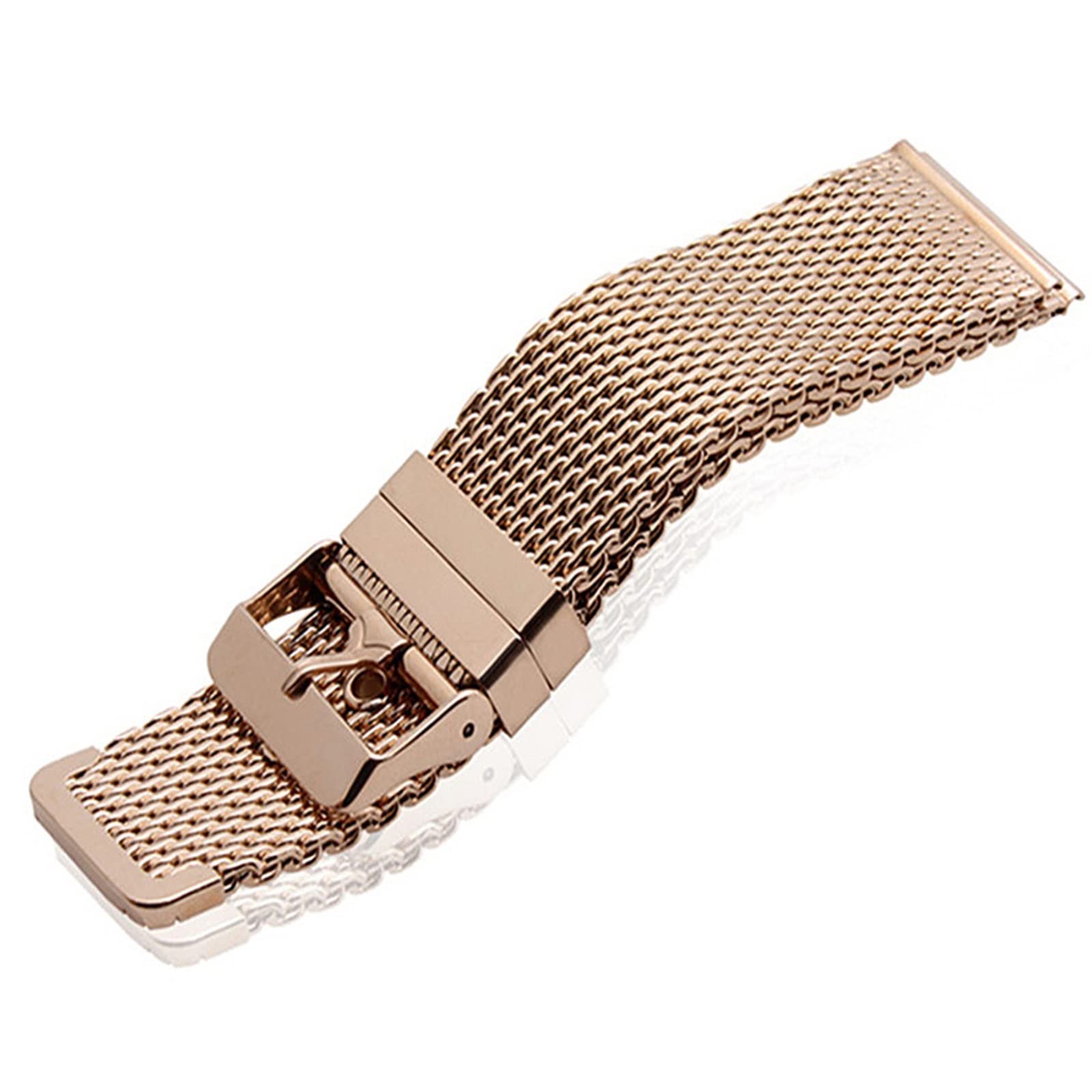 HABITZ 18mm 20mm 22mm 24mm opaska na nadgarstek ze stali nierdzewnej pasek uniwersalny mężczyźni kobiety Mesh Milanese Watchband Link akcesoria do bransoletki złoty (Color : B, Size : 24mm)