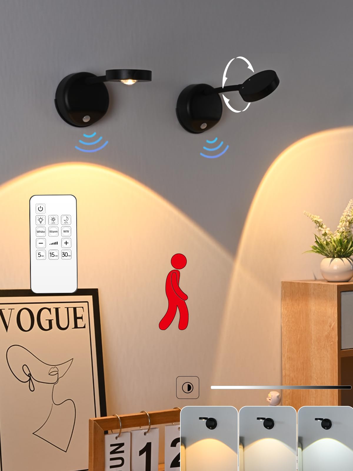 YiLaie Applique da Parete Interno, Lampada da Parete Senza Fili con Telecomando, 3 Temperature di Colore, Controllo Touch, Applique Ricaricabile da Parete 4000mAh, Magnetica Lampada Camera da Letto