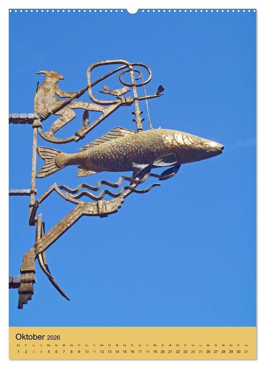 Meisterliche Schmiedekunst (Wandkalender 2026 DIN A2 hoch), CALVENDO Monatskalender: Zunftschilder oder Ausleger sind schmückende Kunstwerke mit ... meist an Fachwerkhäusern. (CALVENDO Orte)