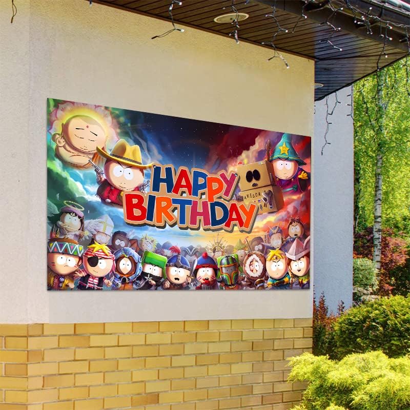 Miniatura 3 de South-Park - Suministros para fiestas, 33 piezas, incluyendo 1 pancarta de cumpleaños South-Park, 13 pasteles de cobre Southp, 18 globos, 1 fondo