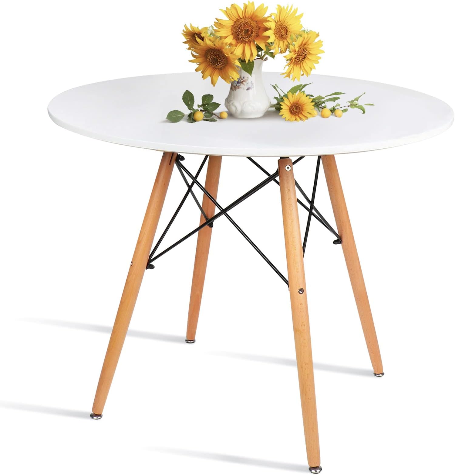 Amazon.com - Modway Platter 47" Mid-Century Modern Round Kitchen and Dining Table in White - Tables
