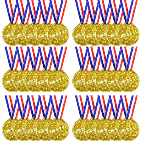LOKIPA 30PCS Gold Medals, Plastic Medals Winner Award Medals for Sports, Games Competitions, Olympic Style, Party Favors and Decorations