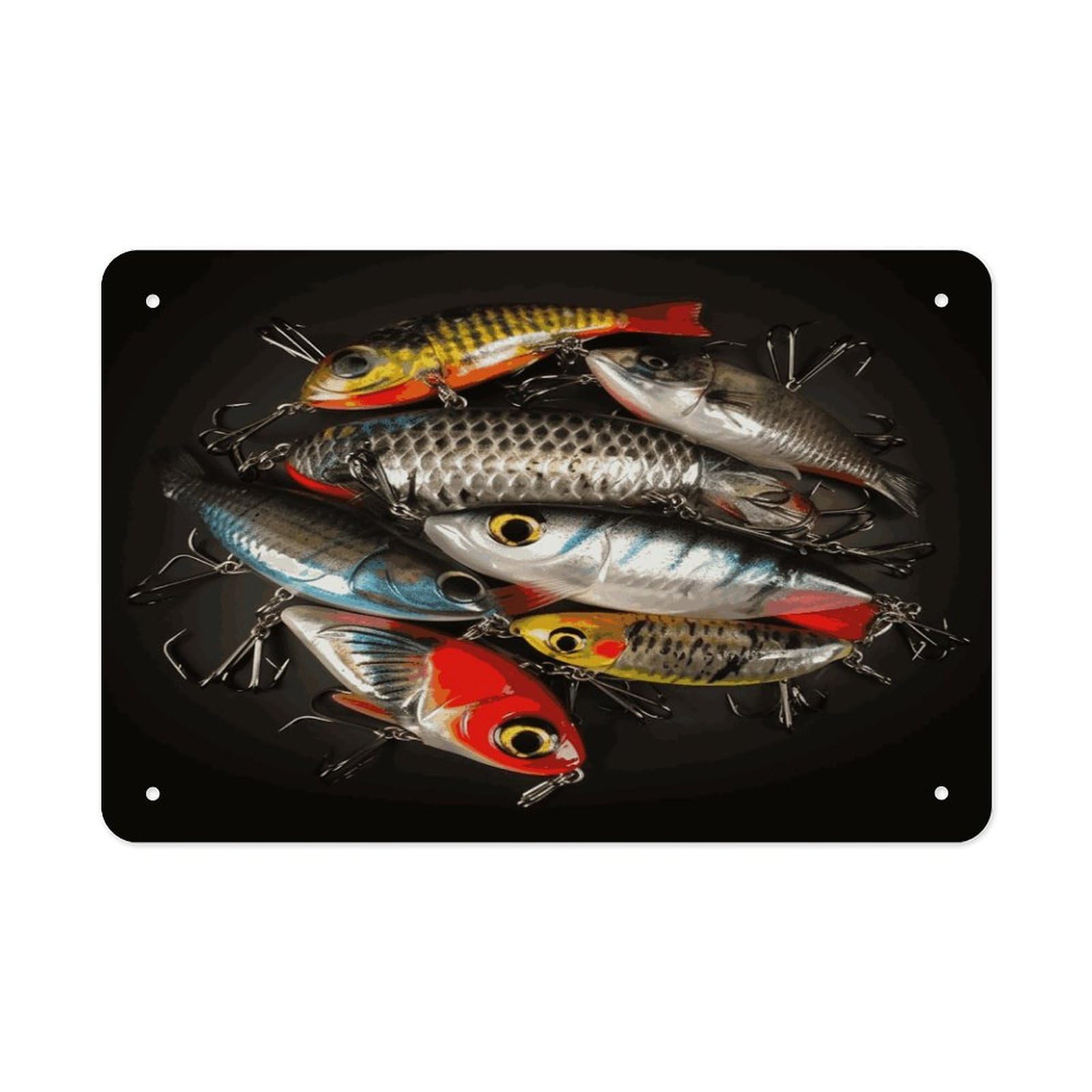 Fodpand Style Fishing Bait Wall Art Metal Signs Tin Sign