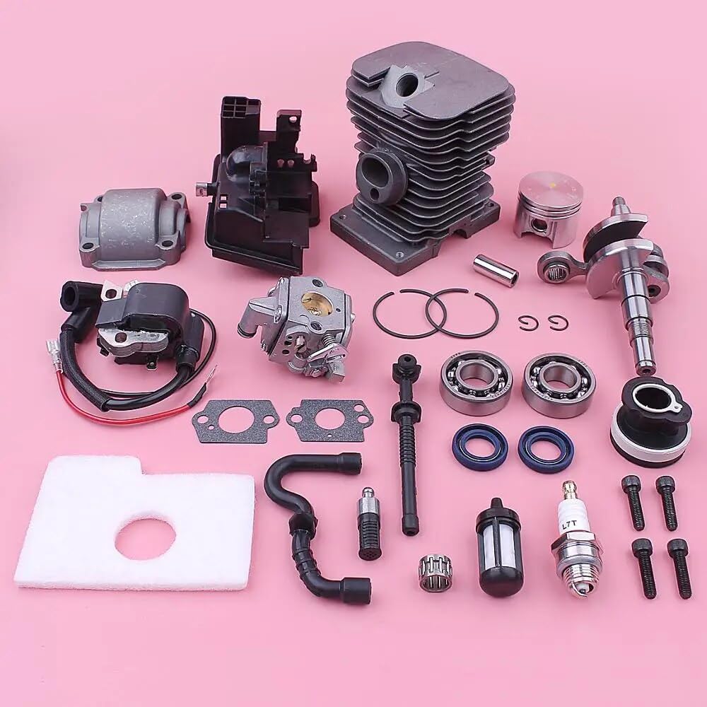Kit de Bobina de Encendido de cigüeñal de Cilindro de 38mm, for MS180 018 1130 020 1208 W, Sello de Aceite de pistón, válvula de Aguja de admisión Kits de pistones de Cilindro de Motosierra