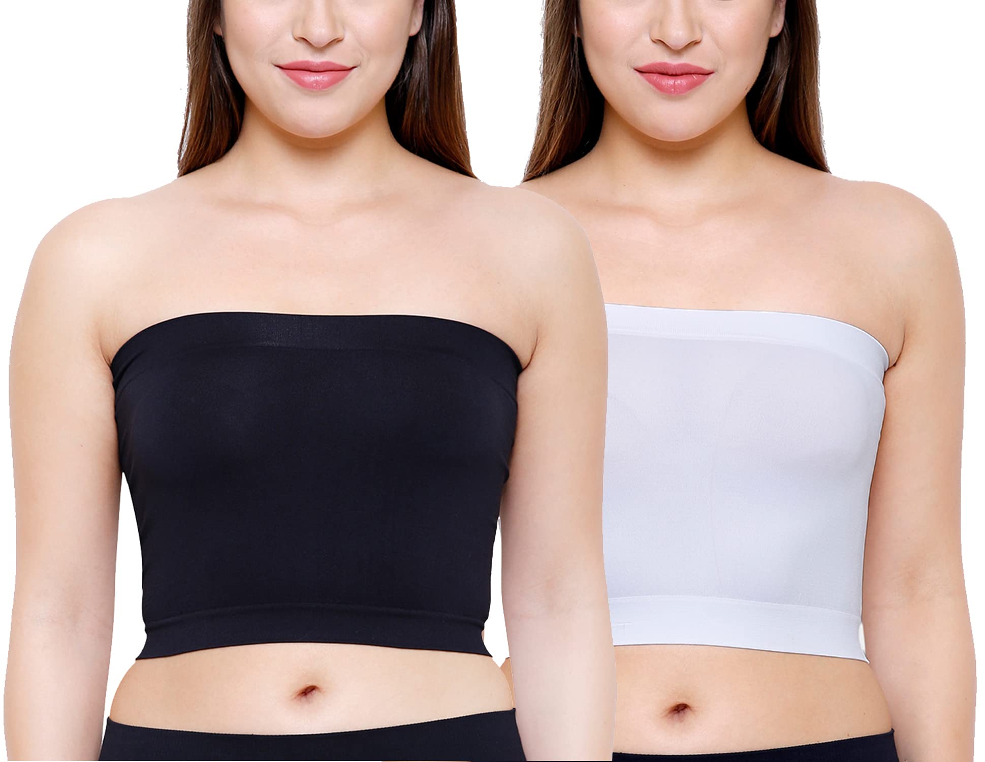 Galmonde Strapless Medium Camisole Tube Top for Women Free Size - Pack of 2