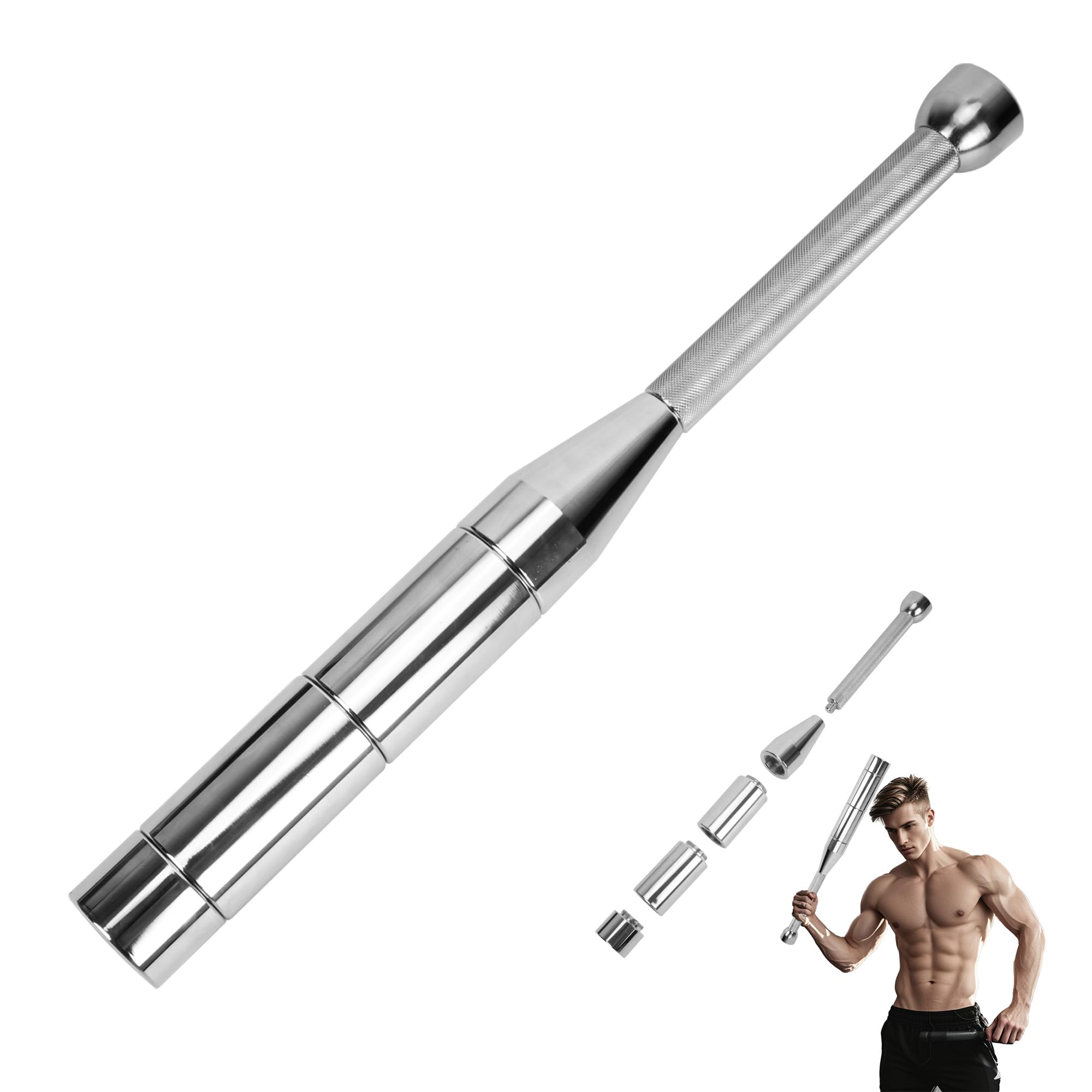 Nisorpa Adjustable Macebell for Strength Training, 8kg Indian Clubs Steel Clubbell for Full Body, Muscles, Shoulder, Grips & Forearms Workouts to Stretching