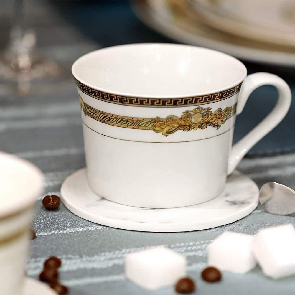 Set 6 Sottobicchieri In Ceramica Stile Marmo - Con Supporto, Assorbenti - Per Tavolo, Bar, Casa - Foto 8