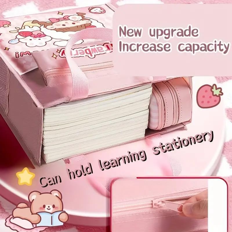 Image of Print Delight Handbag /Tutor Bag for Girls, Test Paper Book Storage Bag Kids Handmade Art Supplies Bags Thick Waterproof Portable Storage Bags for Kids (Nini's Happy Pouch Bag)