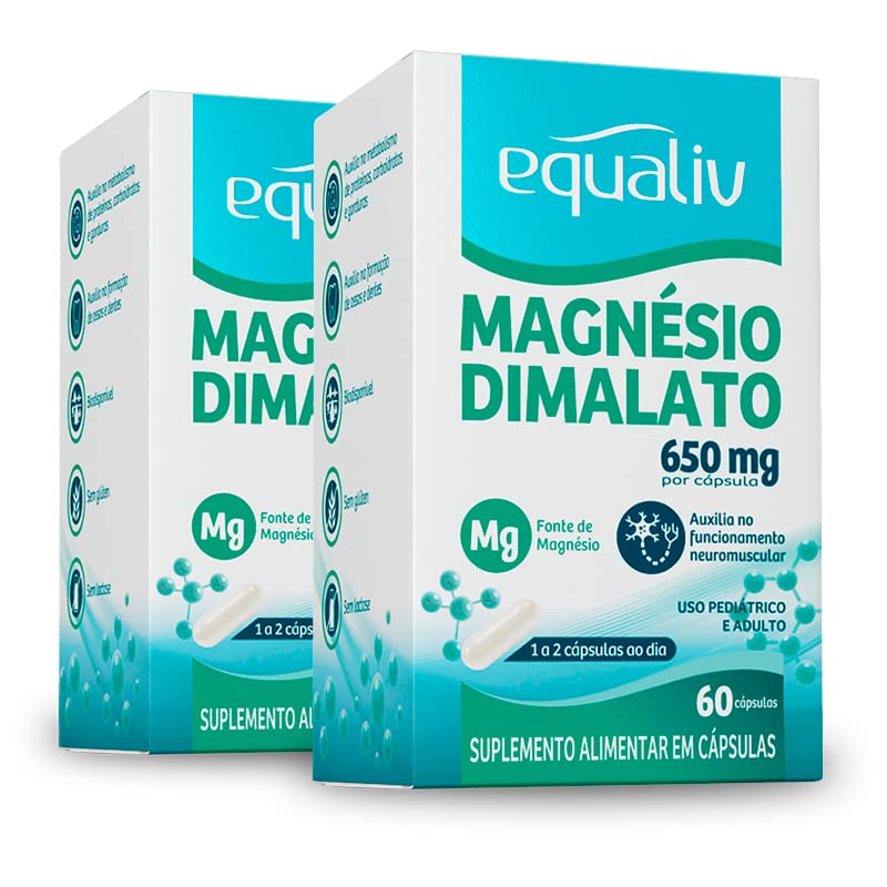 Kit 2 Magnésio Dimalato Equaliv 650mg 60 cápsulas