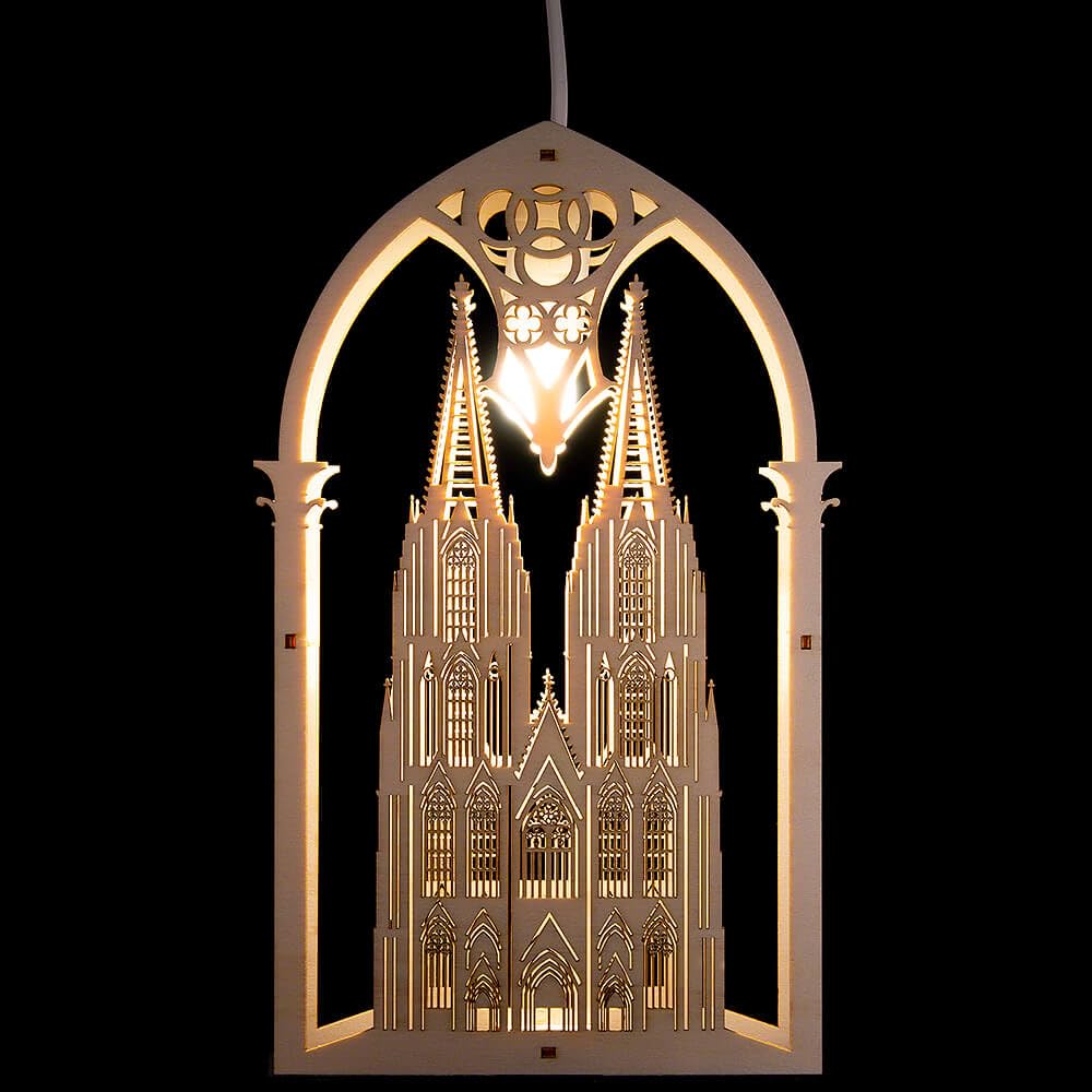 Erzgebirge Palast Saico Fensterbild Kölner Dom - 32 cm