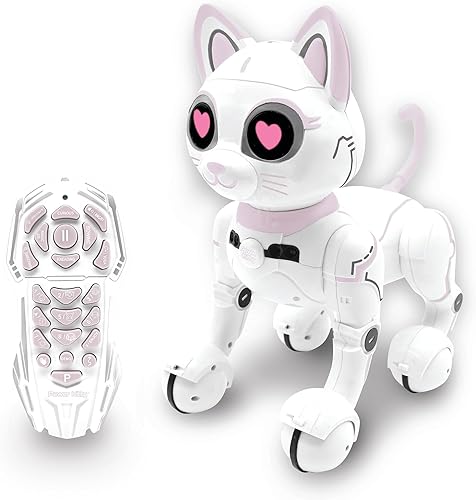 Lexibook - Power Kitty - Robot Cat Control Remoto, Robot Inteligente Programable, Luz, Sonido, BlancoRosa - KITTY01