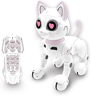 LEXiBOOK - Power KittyÂ® - Remote Control Robot Cat, Programmable Smart Robot, Light, Sound, White/Pink - KITTY01