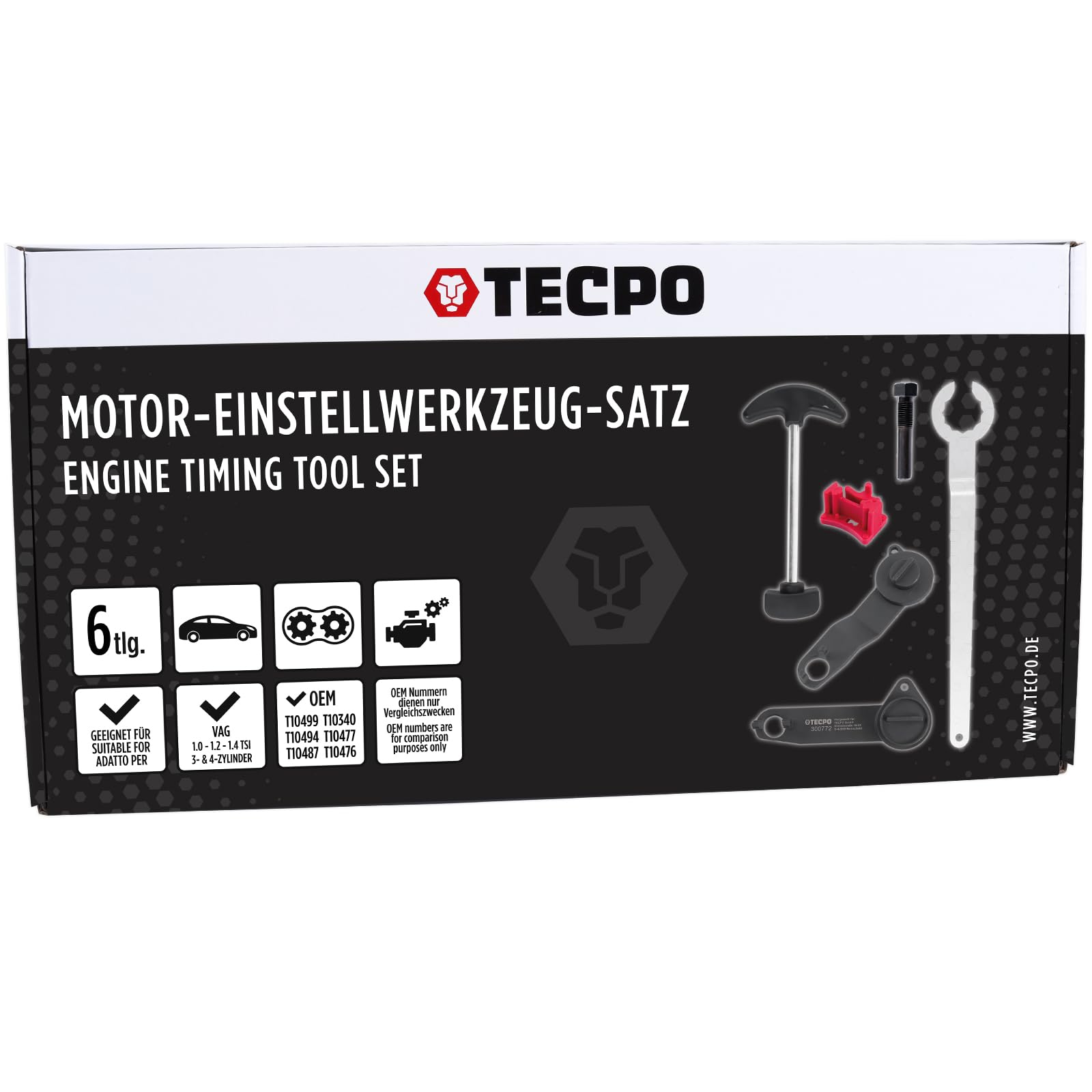 TECPO Motor-Einstellwerkzeug-Satz Zahnriemen Arretierwerkzeug für VAG 1.0 1.2 1.4 TSI TFSI Benzin Motoren
