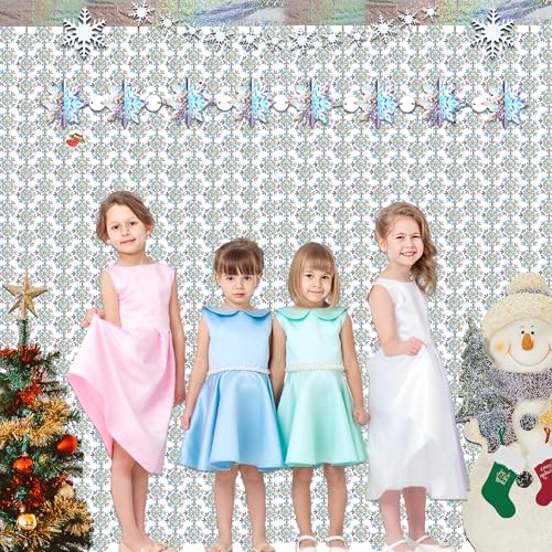 Image of Silver Snowflake Fringe Curtain - GREATRIL Winter Onederland Streamers Backdrop with Sparkling Snowflake for Christmas Birthdays Party Decoration -3.2ft x 6.5ft - 2 Pack