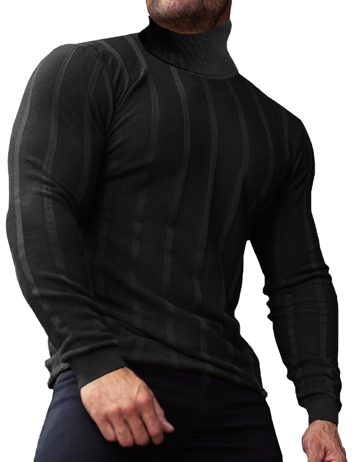 JoZorroMen Turtleneck Long Sleeve Sweater High Neck Top Slim Fit Lightweight Knit Roll Neck Pullover Sweaters for Men