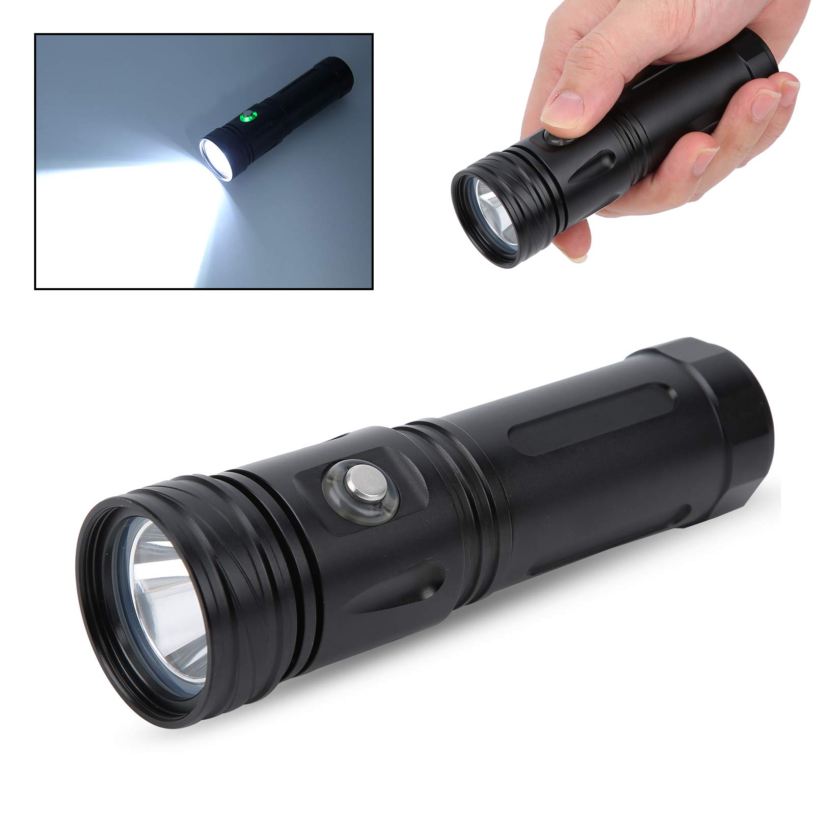 Torcia Subacquea, Torcia Impermeabile IPX8 Torcia Subacquea a LED per Immersione Lampada Professionale e Ricaricabile per Illuminazione Subacquea