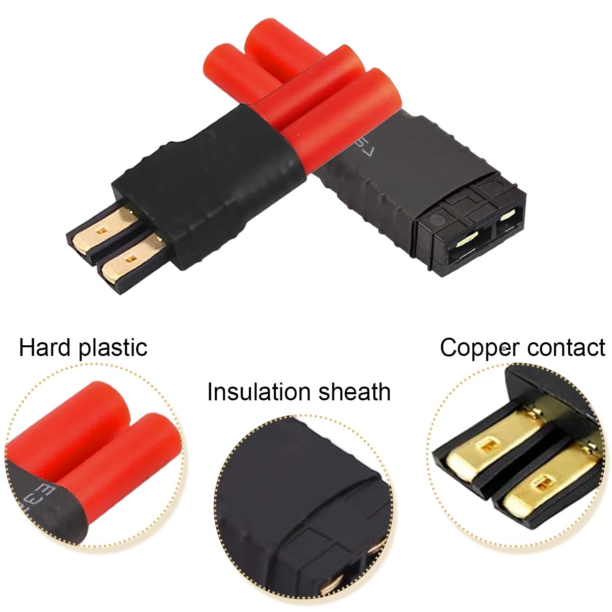 Xiatiaosann 4pcs HXT 4 mm to for Traxxas Male Female Connector Adapter, for Traxxas Male Female to HXT 4 mm Connector for RC Car RC Truck - Image 4