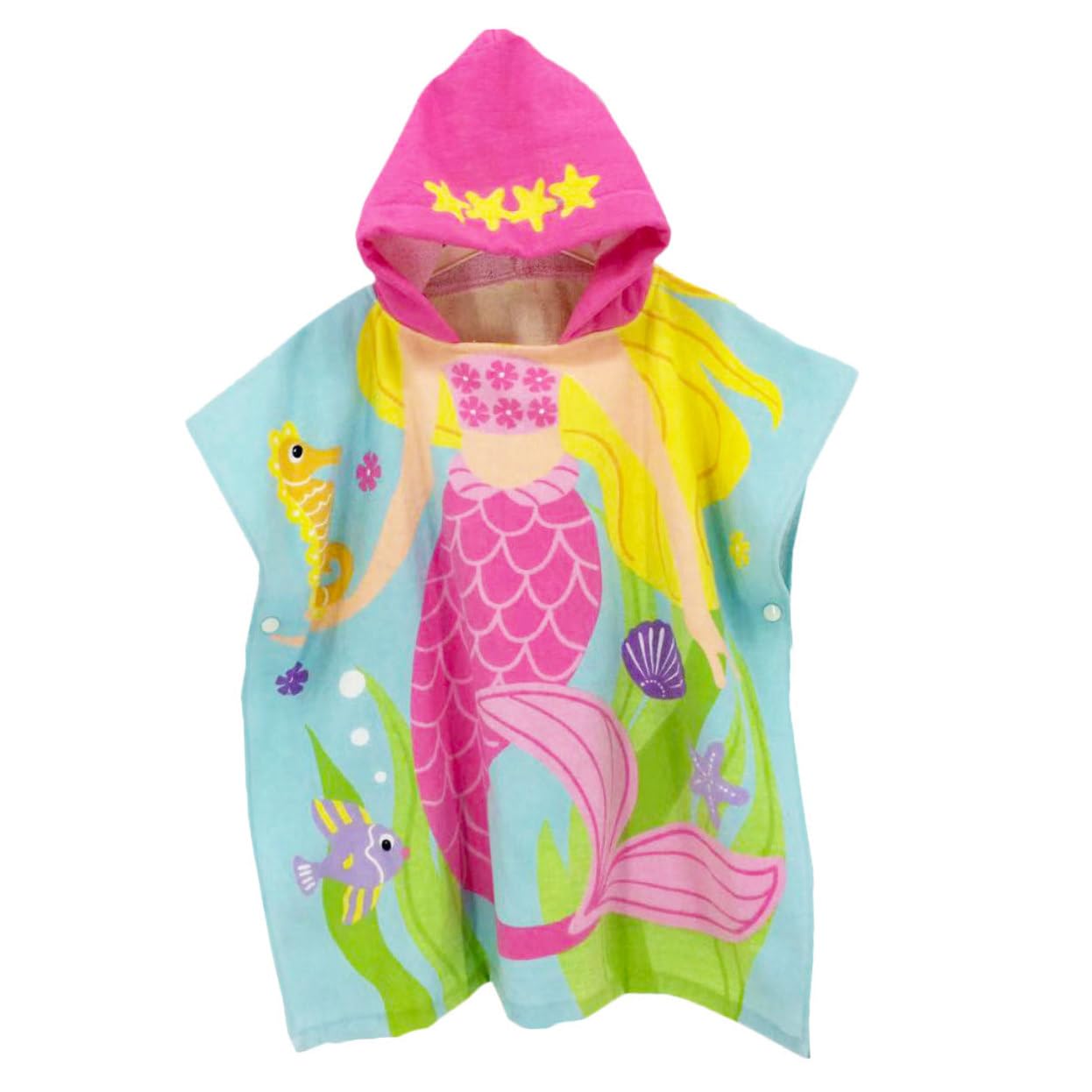 Serviette de Plage Portable à Motif Sirène Cape de Bain pour Garçon Fille Coton Douce