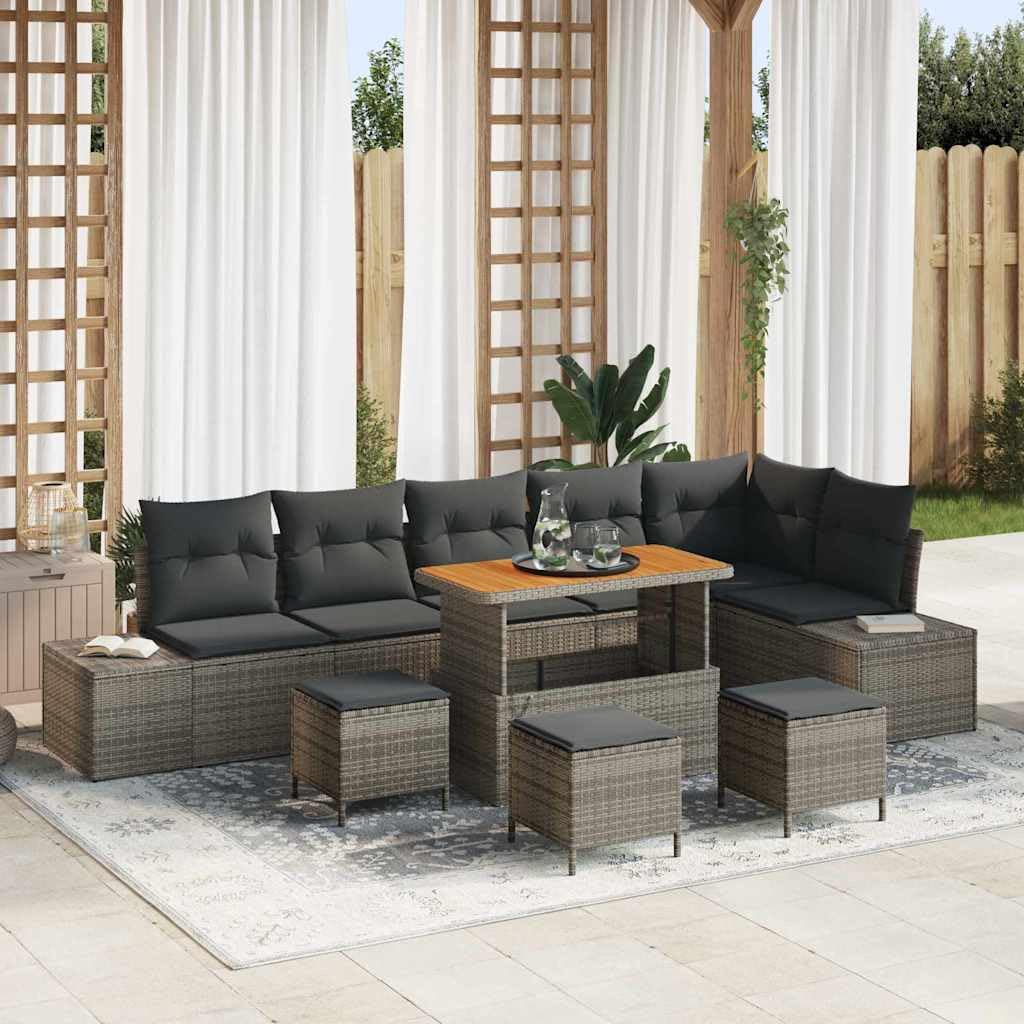 HaoChrymec Salon de Jardin modulaire Gris, 9 Places, 10 pièces, 81kg