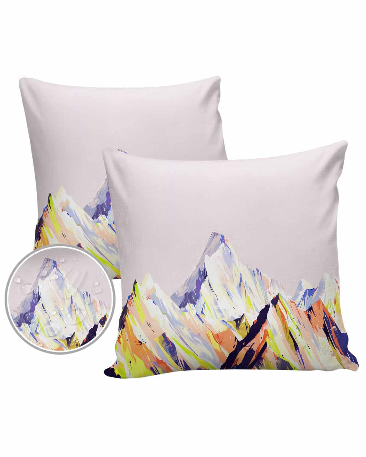 Mountains Purple Outdoor Pillow Covers Waterproof,All Weather Cushion Case Set of 2 Decorative Pillowcases for Sofa Couch Bed Decor Patio Furniture 18