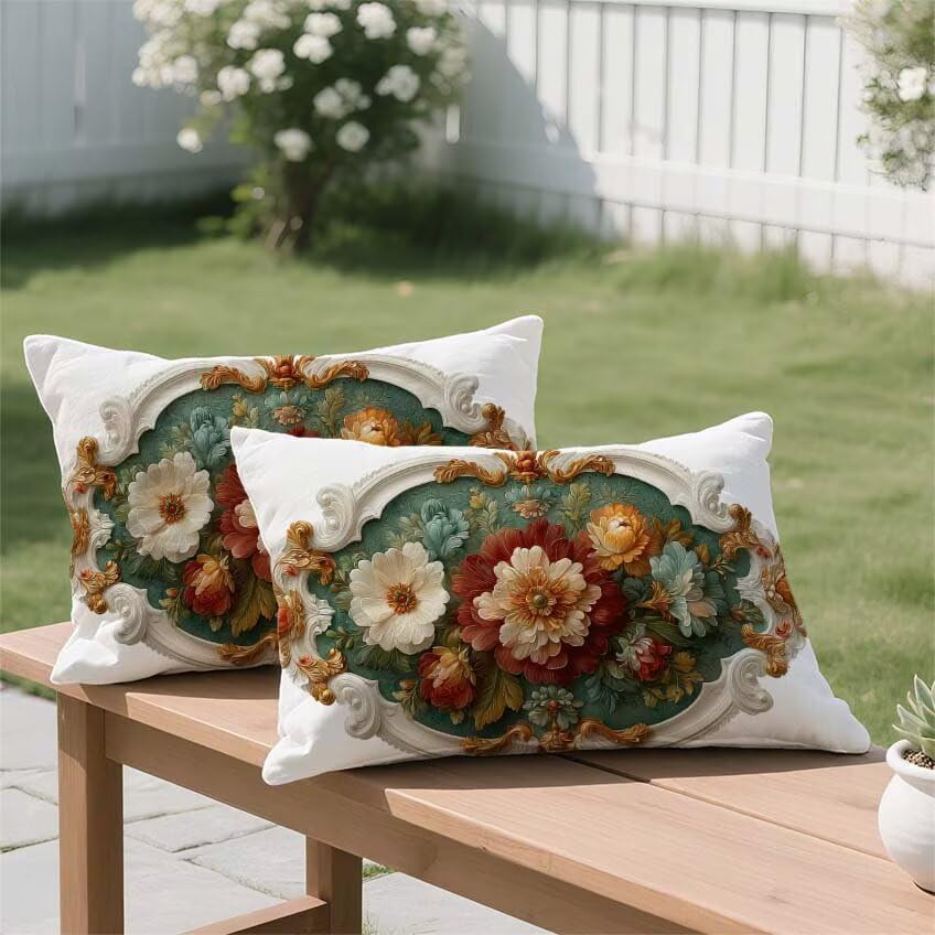 Housse coussin 60x90cm imperméable en lin rectangulaire pour déco jardin - 3