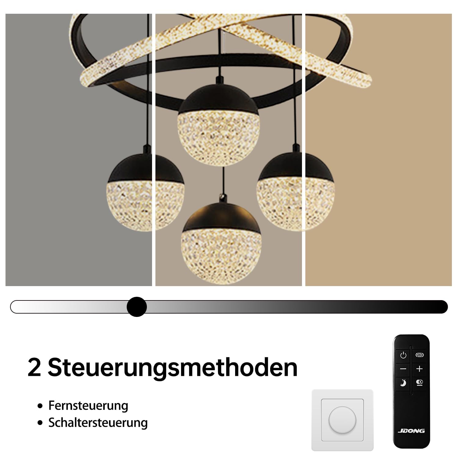 JDONG LED Pendelleuchte Kristall Hängelampe Esstisch 54W LED Hängeleuchte Höhenverstellbar für Esszimmer Wohnzimmer,Dimmbar Hängeleuchte mit Fernbedienung