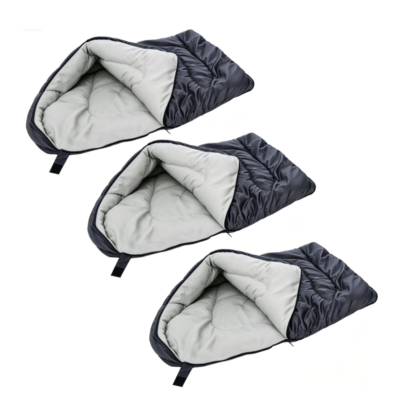 Saco de dormir para perros gris de 3 piezas con cojín plegable