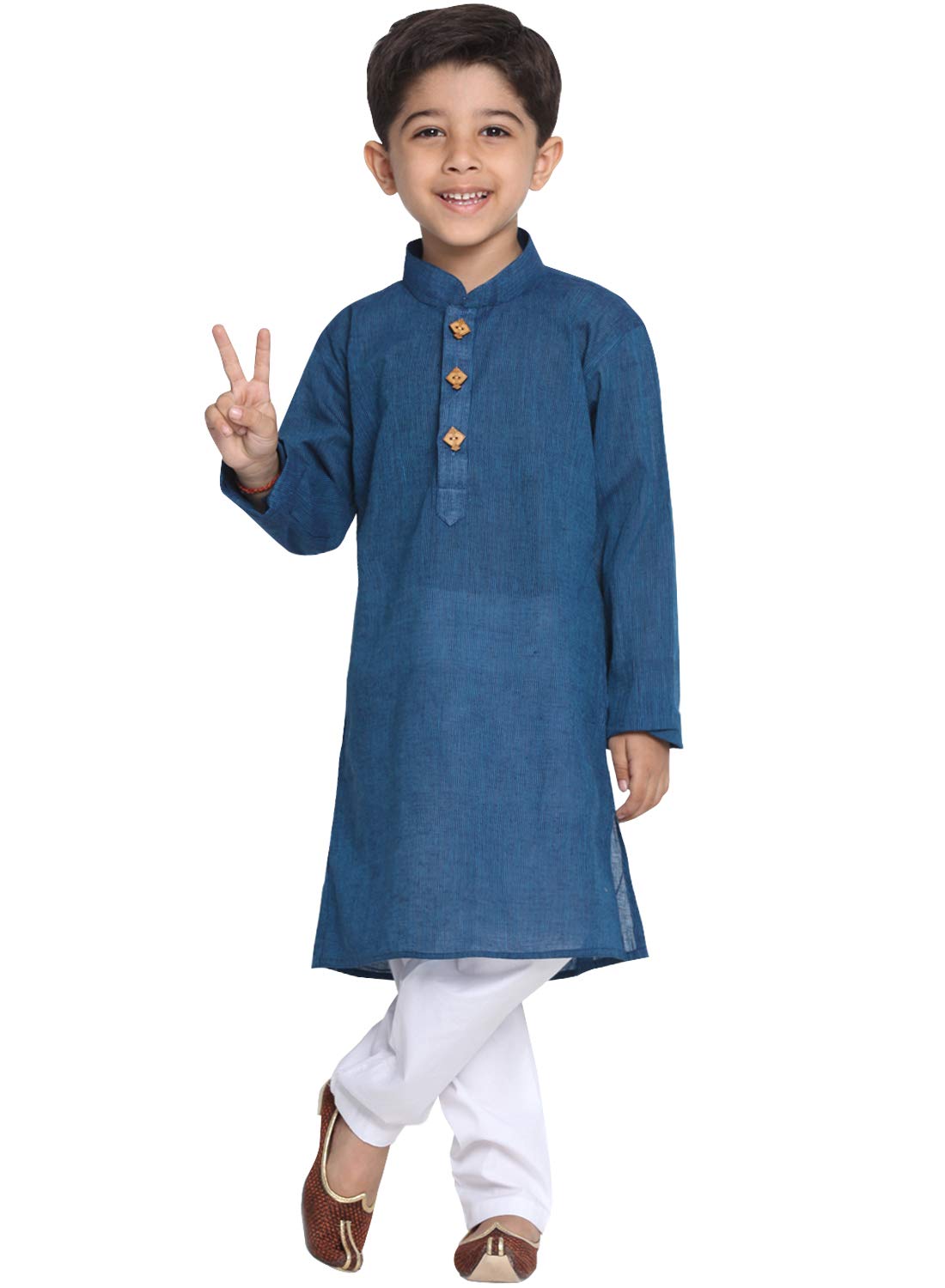 Jbn Creation Boys Pure Cotton Midnight Blue And White Kurta Pyjama Set - Ethnic Elegance For Festivals | Comfortable Traditional Pure South Handloom Cotton Kurta Pyjama For Kids_Jbnbk070Bunpwh_34