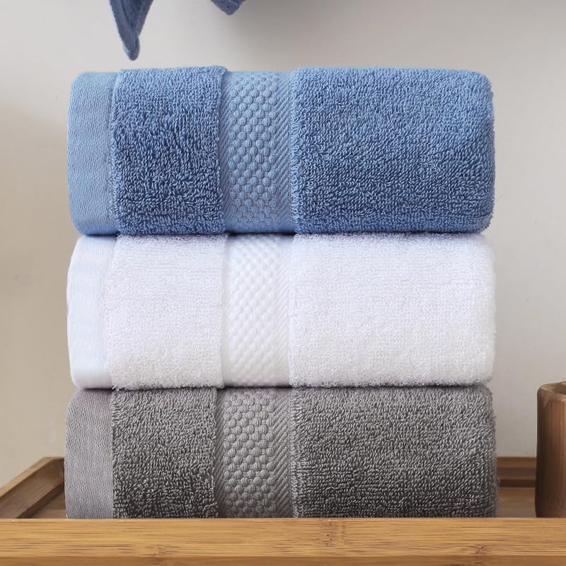 a Towels - 2 toallas de algodón puro de 32 hebras, 27.5 x 55.1 pulgadas, perfectas para uso diario, toallas de secado rápido para tu baño y tocador (gris)